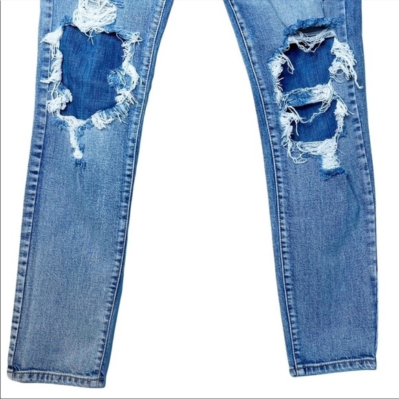 PISTOLA Distressed Button Fly High Rise Denim Jeans Size 25 in Medium Blue - Picture 13 of 16